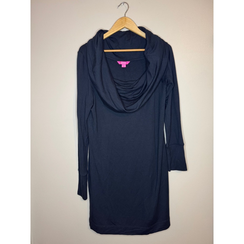 Lilly Pulitzer Black Cowl Neck Sweatshirt Dress Size L